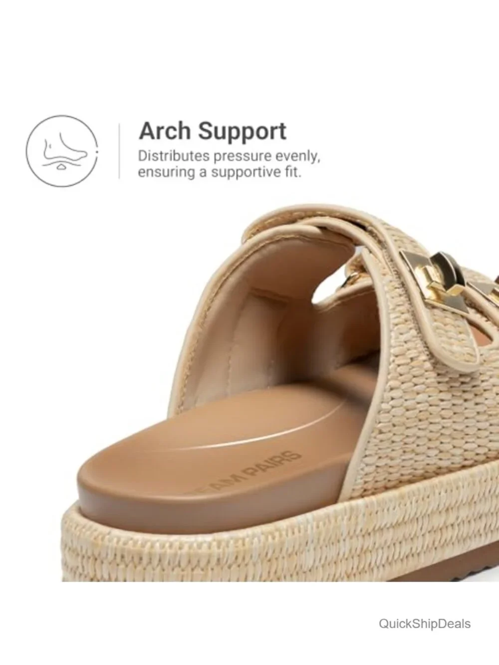 Raffia & Faux Leather Platform Wedge Sandals Wedge Sandal Slide Buckle